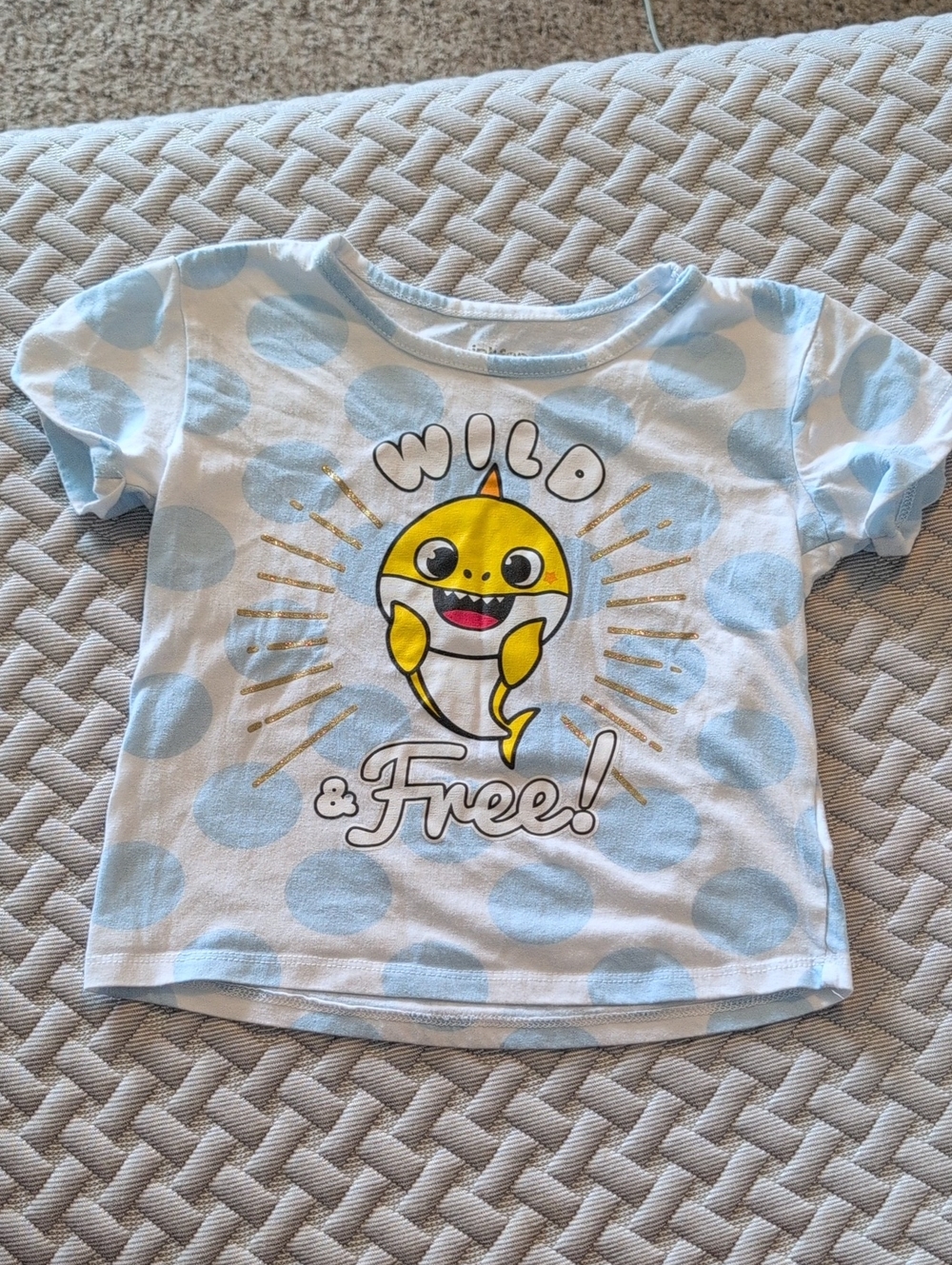 Light Blue Polka Dot 'Wild & Free' Baby Shark Graphic Tee